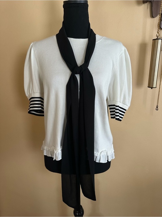 Maeve Sweaters - Maeve Short-Sleeve Bow Sweater size XL